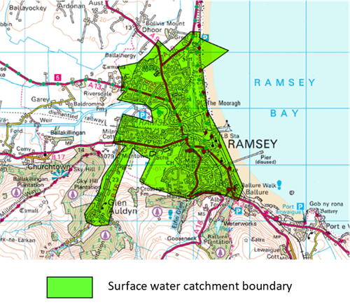 North Ramsey - surface water catchment boundary map