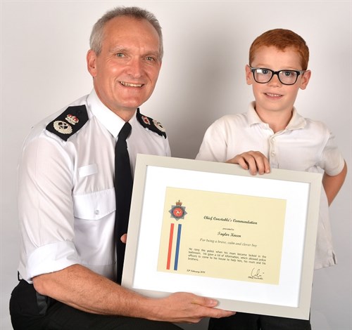 Taylor, 6, receives Chief Constable’s Commendation