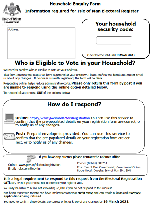 Household Enquiry Form sample 2021