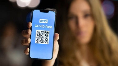 NHS COVID pass app and QR code