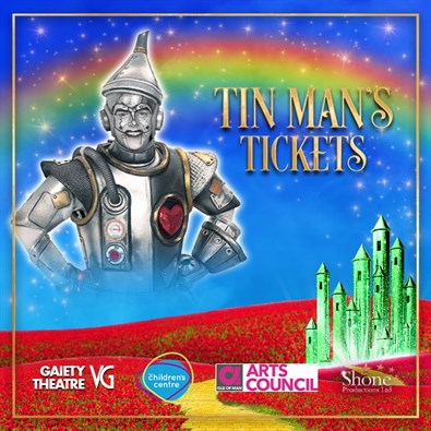 TinMan Tickets pamphlet with Gaiety Theater, Children's Centre, IOM Arts Council and Shone Productions logos