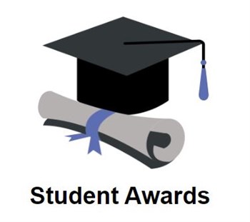 Student awards logo - graduation cap and diploma rolled up