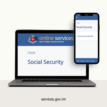 Online services portal on laptop and mobile with social security section open