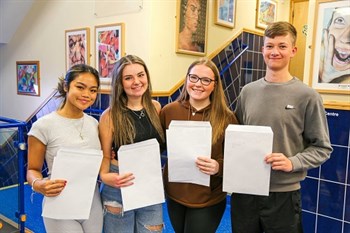Students holding their 2023 exam results