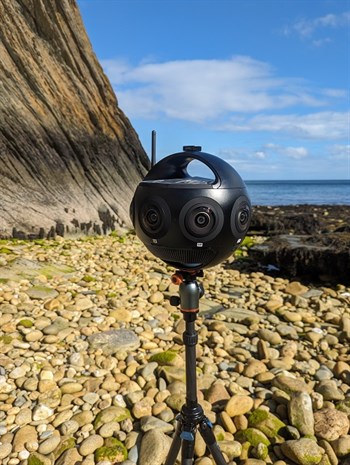 Close-up of IOM360 imagery equipment on Isle of Man beach