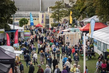 Aerial view of previous Isle of Man Food and Drink festival attendees