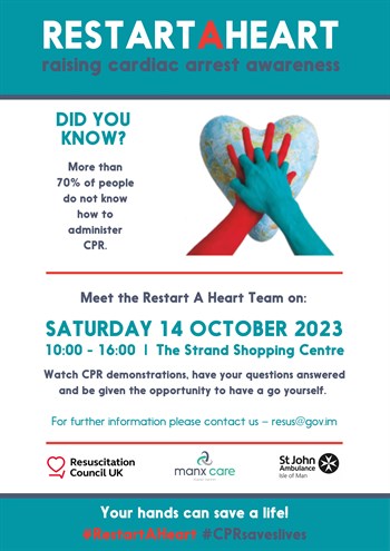 Invitation to join the Restart a Heart Team on 14 October 10am to 4pm at the Strand Shopping Centre