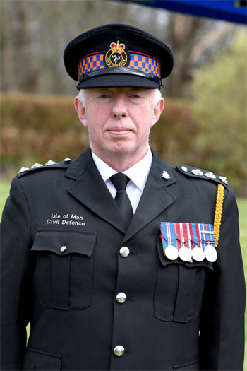 Norman McBride wearing the Island’s Civil Defence Corps uniform